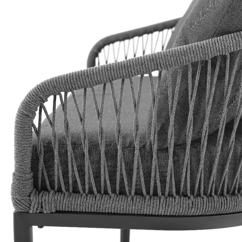 Ensemble de conversation extérieur Dover 2 pièces en corde avec causeuse et table basse - Charbon/Noir mat - Crosley : Cadre en acier, résistant aux UV