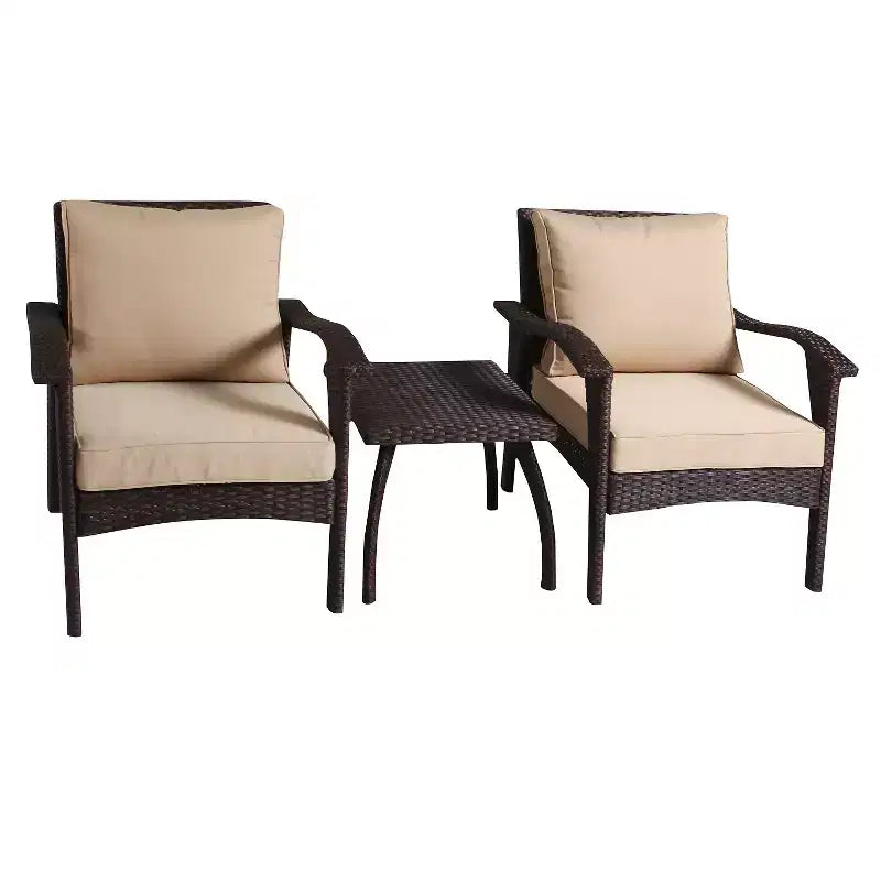 Ensemble de conversation Honolulu 3 pièces pour patio en osier avec coussins – Marron – Christopher Knight Home