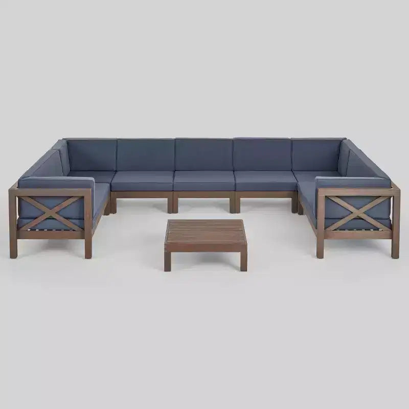 Ensemble de sofa d'extérieur modulaire Brava Acacia 8 pièces - Gris Christopher Knight Home