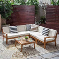6pc Grenada Acacia Sectional Patio Sofa Set Teak - Christopher Knight Home: Weather-Resistant with Cushions