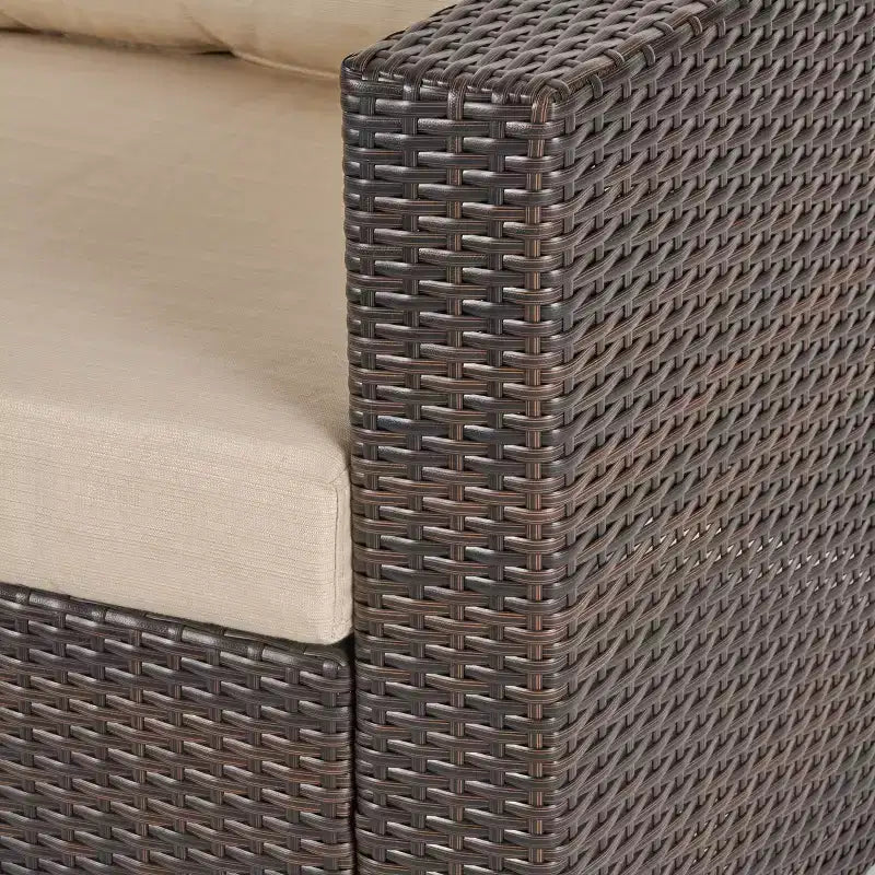 Christopher Knight Home Canapé d'angle d'extérieur 3 pièces en osier Santa Rosa marron/beige