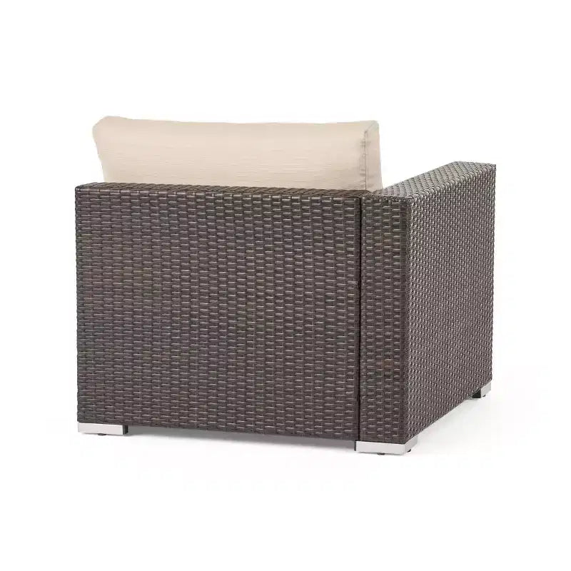 Christopher Knight Home Canapé d'angle d'extérieur 3 pièces en osier Santa Rosa marron/beige