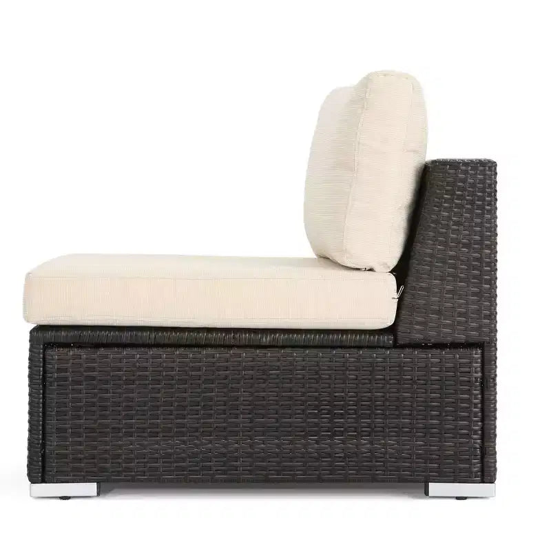 Christopher Knight Home Canapé d'angle d'extérieur 3 pièces en osier Santa Rosa marron/beige