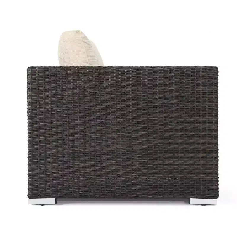 Christopher Knight Home Canapé d'angle d'extérieur 3 pièces en osier Santa Rosa marron/beige