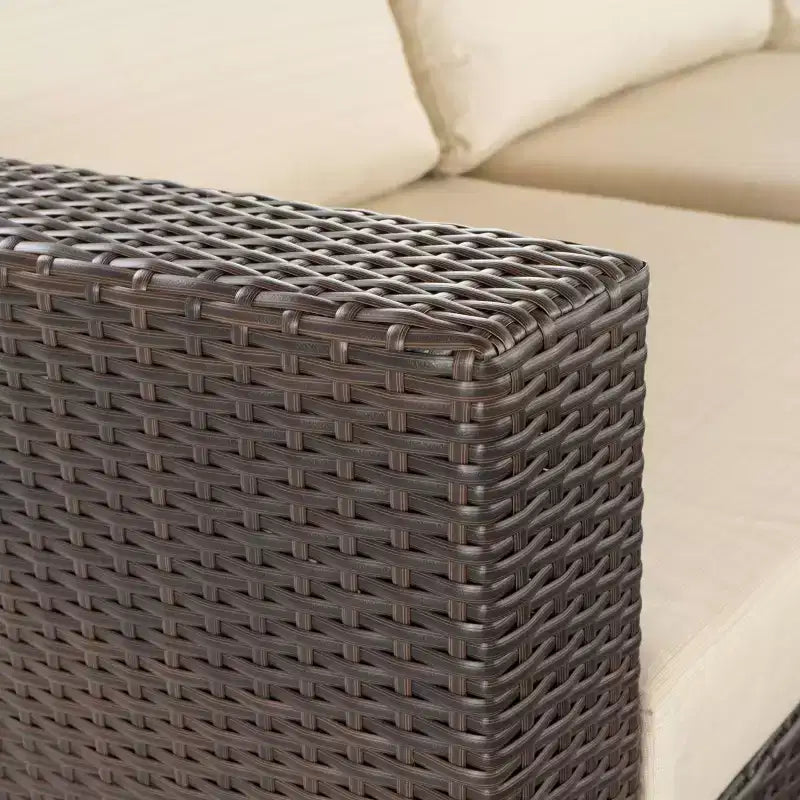Christopher Knight Home Canapé d'angle d'extérieur 3 pièces en osier Santa Rosa marron/beige