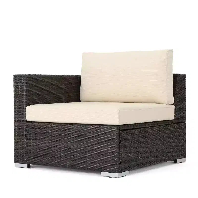 Christopher Knight Home Canapé d'angle d'extérieur 3 pièces en osier Santa Rosa marron/beige