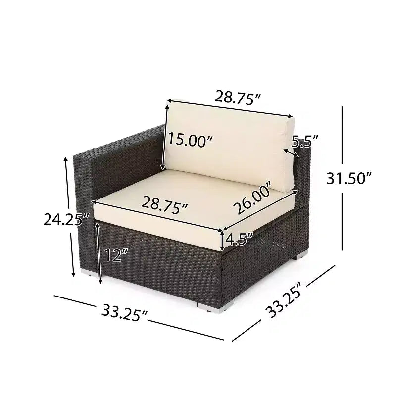 Christopher Knight Home Canapé d'angle d'extérieur 3 pièces en osier Santa Rosa marron/beige