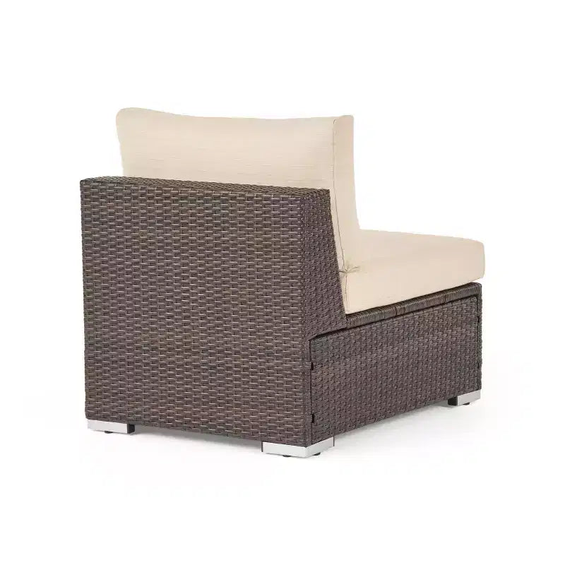 Christopher Knight Home Canapé d'angle d'extérieur 3 pièces en osier Santa Rosa marron/beige