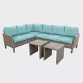 Leisure Made Canton 6pc Wicker Sectional in Spa Blue Fabric