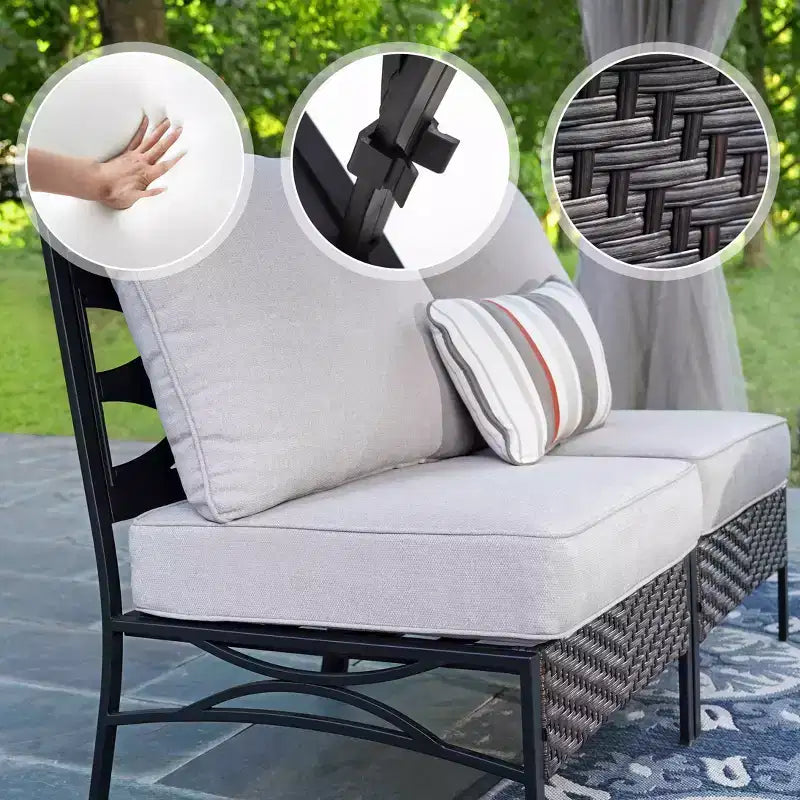 Captiva Designs Canapé d'angle incurvé en demi-lune 6 places pour extérieur