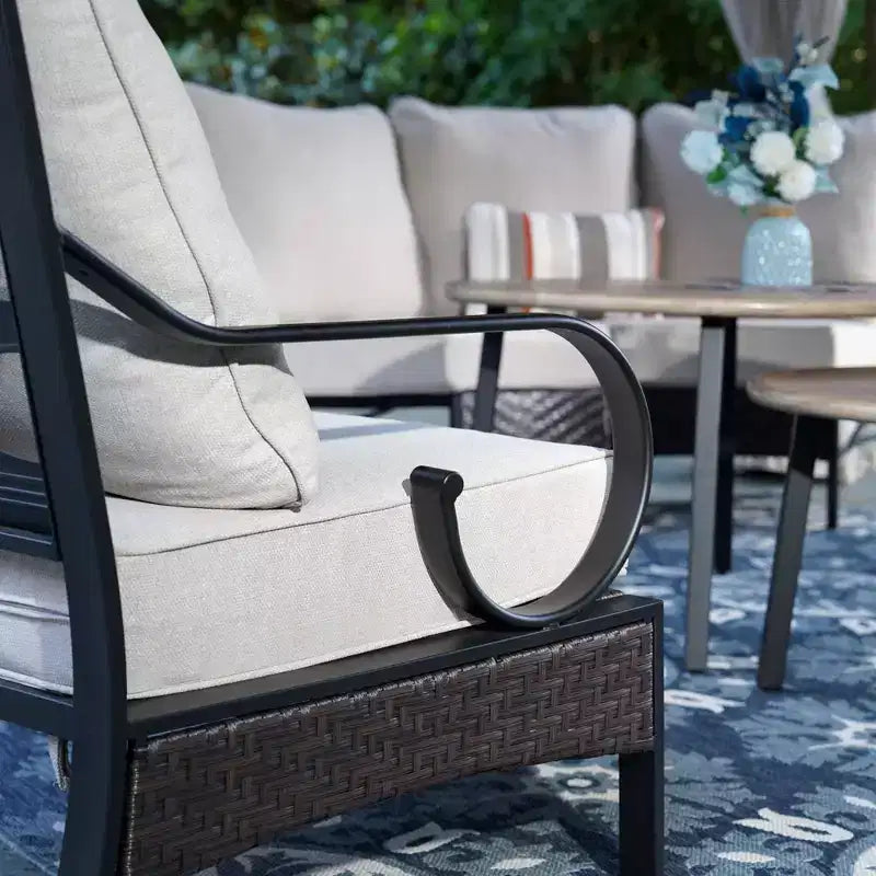 Captiva Designs Canapé d'angle incurvé en demi-lune 6 places pour extérieur