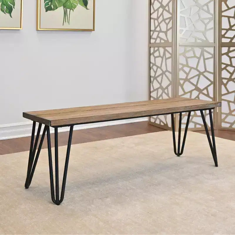 Ensemble de salle à manger 6 pièces Ashford, table à manger avec pieds épingle à cheveux, 4 chaises et banc, 4 options de couleur