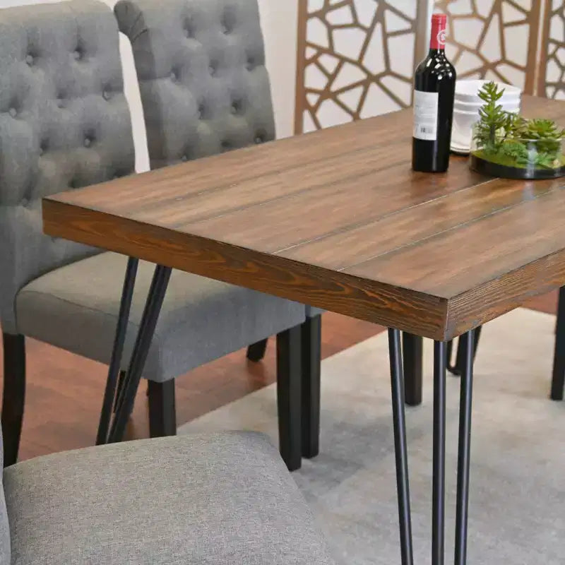 Ensemble de salle à manger 6 pièces Ashford, table à manger avec pieds épingle à cheveux, 4 chaises et banc, 4 options de couleur