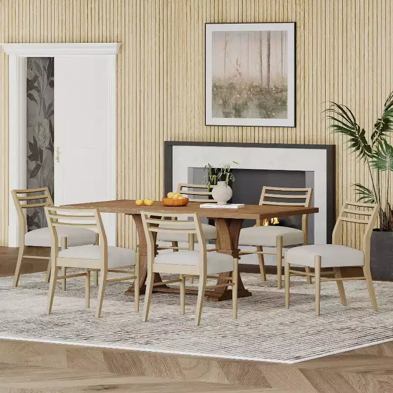 Ensemble de salle à manger extensible 7 pièces en bois rembourré style ferme Christopher Knight Home Fernleaf