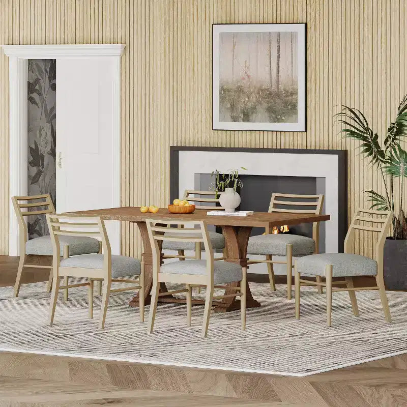 Ensemble de salle à manger extensible 7 pièces en bois rembourré style ferme Christopher Knight Home Fernleaf