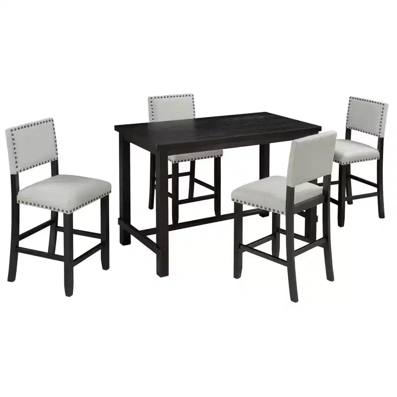 Ensemble de salle à manger 5 pièces Whisen hauteur comptoir avec table élégante classique et 4 chaises