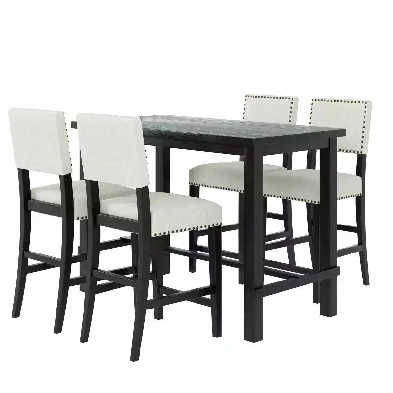 Ensemble de salle à manger 5 pièces Whisen hauteur comptoir avec table élégante classique et 4 chaises