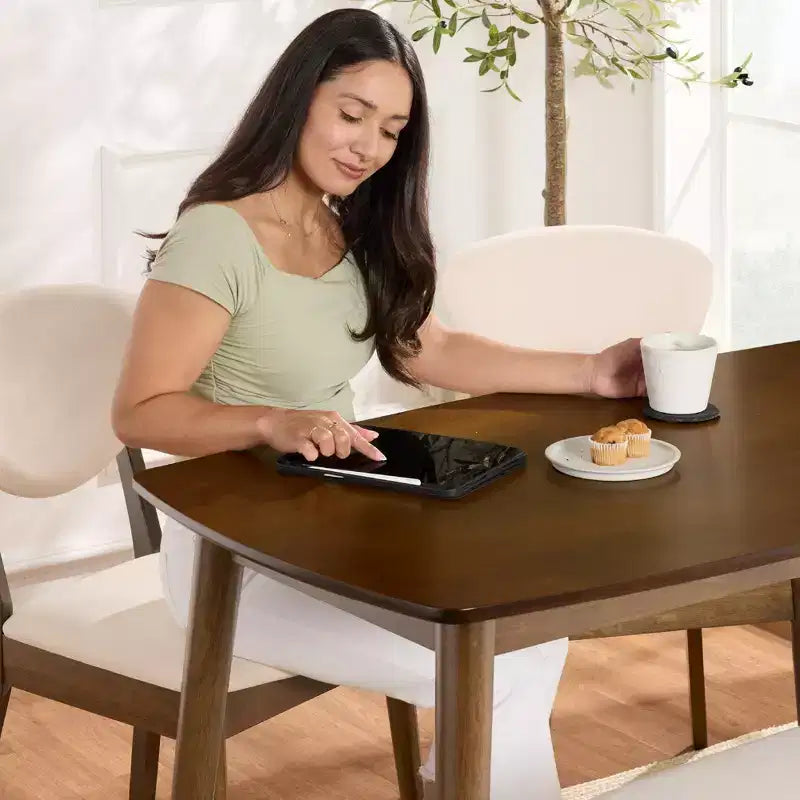 Ensemble de salle à manger moderne du milieu du siècle Best Choice Products, 4 pièces, rembourré, en bois, avec 2 chaises et un banc - Noyer/Crème