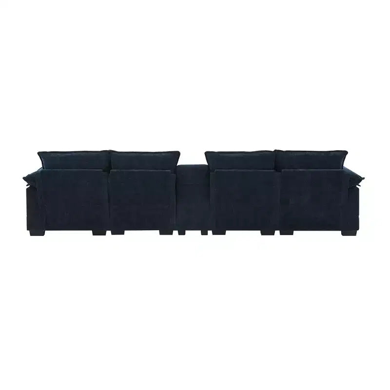 Canapé d'angle moderne 123W en forme de U avec console, porte-gobelets et ports USB, ensemble de canapés rembourrés à 6 places avec méridienne - ModernLuxe