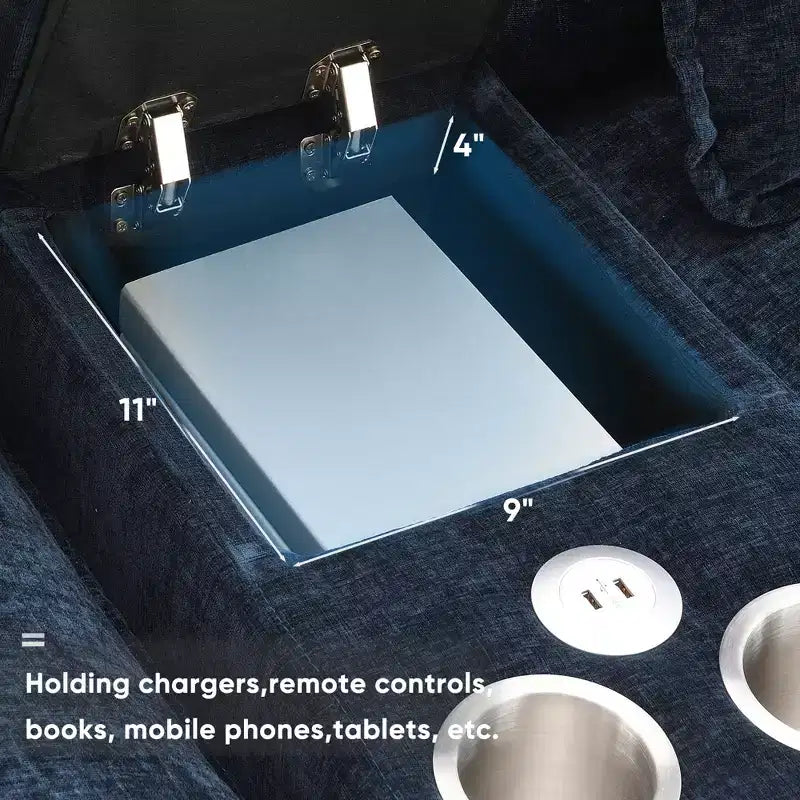 Canapé d'angle moderne 123W en forme de U avec console, porte-gobelets et ports USB, ensemble de canapés rembourrés à 6 places avec méridienne - ModernLuxe