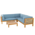 GDFStudio Cascada Outdoor Acacia Wood 5 Seater Sectional Sofa Chat Set with Cushions
