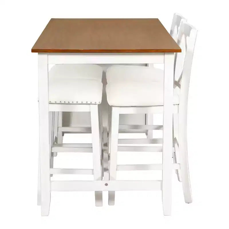 Ensemble de salle à manger Whisen Farmhouse 5 pièces hauteur comptoir avec 2 tabourets et 2 chaises