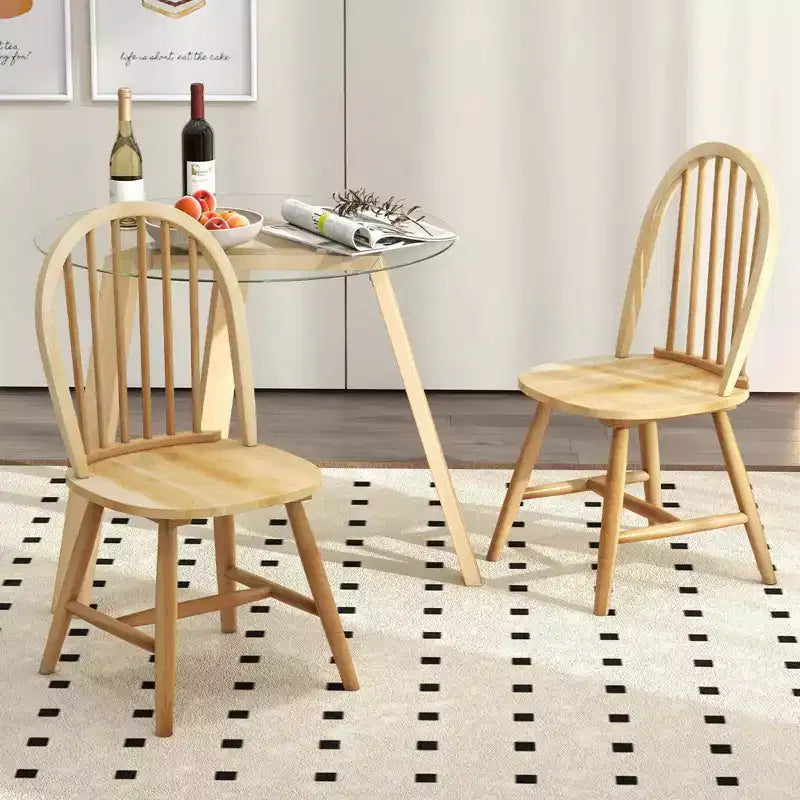 Ensemble de salle à manger 3 pièces Costway pour 2, table ronde avec 2 chaises, cadre en bois d'hévéa massif, moderne Noir/Beige