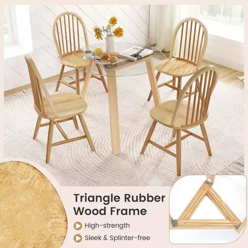 Ensemble de salle à manger 3 pièces Costway pour 2, table ronde avec 2 chaises, cadre en bois d'hévéa massif, moderne Noir/Beige