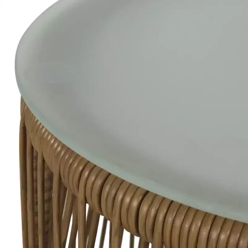 GDFStudio Fromberg, ensemble de conversation extérieur 3 pièces en osier avec coussins, brun clair/beige