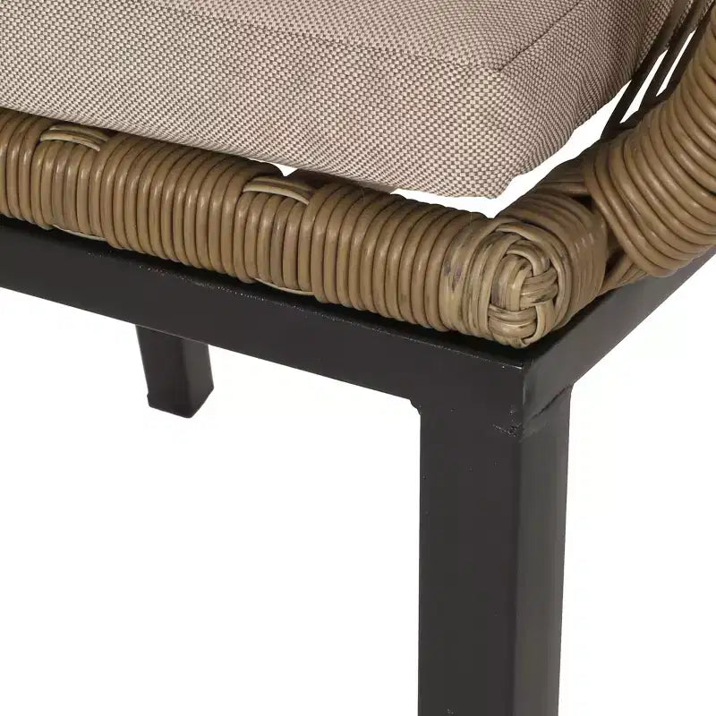 GDFStudio Fromberg, ensemble de conversation extérieur 3 pièces en osier avec coussins, brun clair/beige
