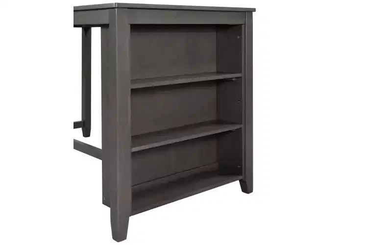 Ensemble de salle à manger 5 pièces rustique de style ferme, ensemble de salle à manger avec table de salle à manger de hauteur comptoir/bar, 2 chaises de salle à manger et 2 tabourets, Gris/Blanc-ModernLuxe