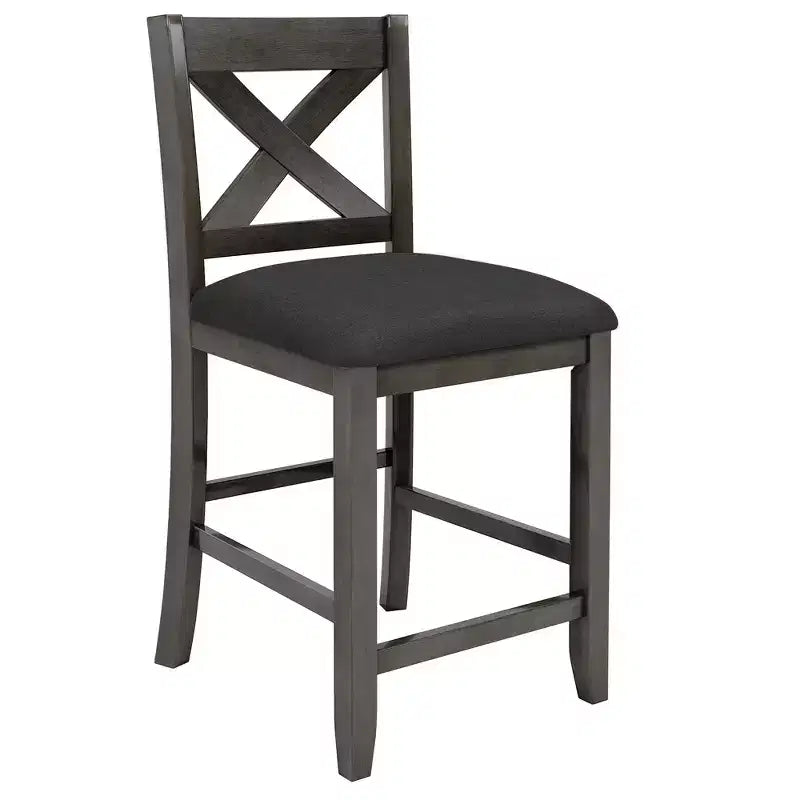 Ensemble de salle à manger 5 pièces rustique de style ferme, ensemble de salle à manger avec table de salle à manger de hauteur comptoir/bar, 2 chaises de salle à manger et 2 tabourets, Gris/Blanc-ModernLuxe