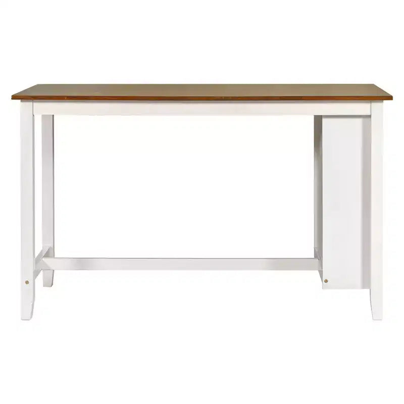 Ensemble de salle à manger 5 pièces rustique de style ferme, ensemble de salle à manger avec table de salle à manger de hauteur comptoir/bar, 2 chaises de salle à manger et 2 tabourets, Gris/Blanc-ModernLuxe