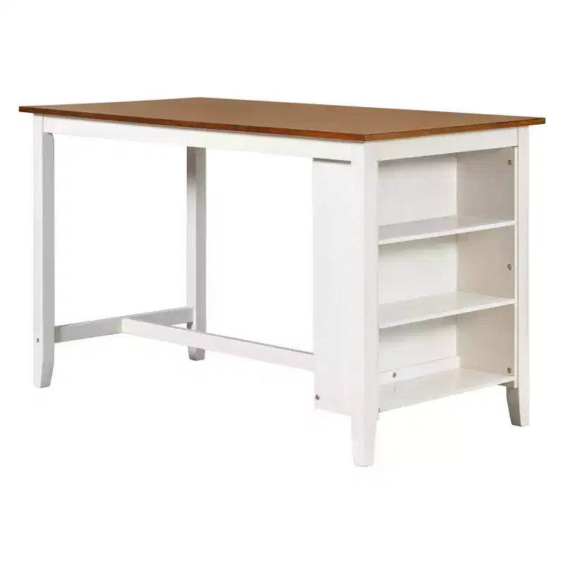 Ensemble de salle à manger 5 pièces rustique de style ferme, ensemble de salle à manger avec table de salle à manger de hauteur comptoir/bar, 2 chaises de salle à manger et 2 tabourets, Gris/Blanc-ModernLuxe