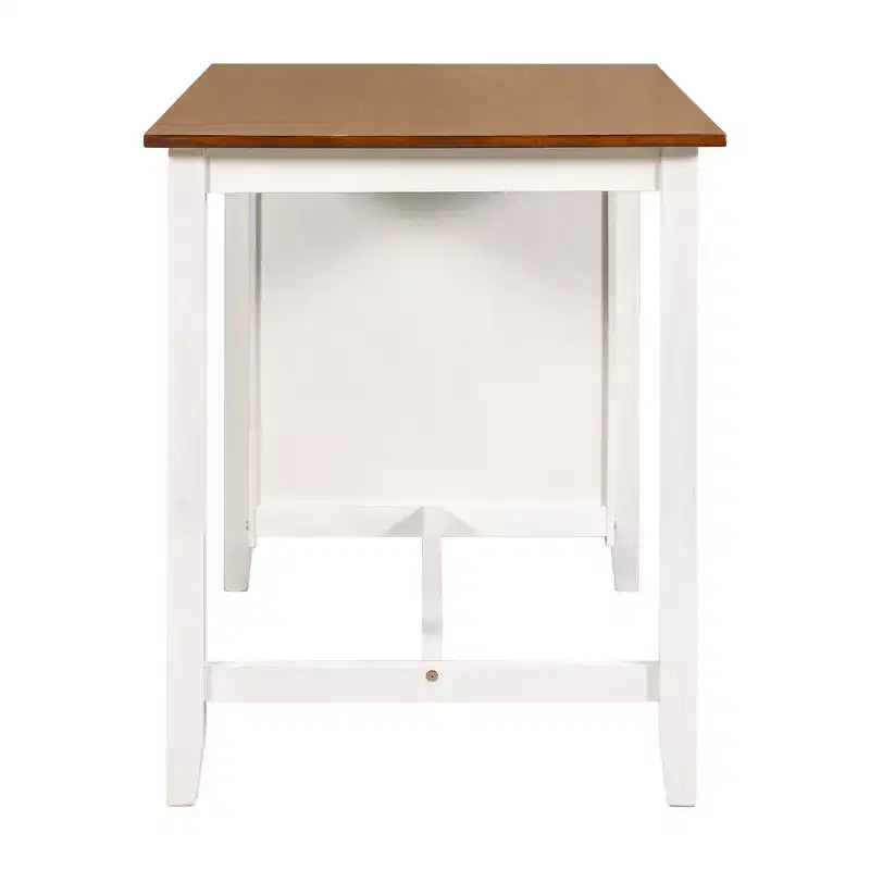 Ensemble de salle à manger 5 pièces rustique de style ferme, ensemble de salle à manger avec table de salle à manger de hauteur comptoir/bar, 2 chaises de salle à manger et 2 tabourets, Gris/Blanc-ModernLuxe