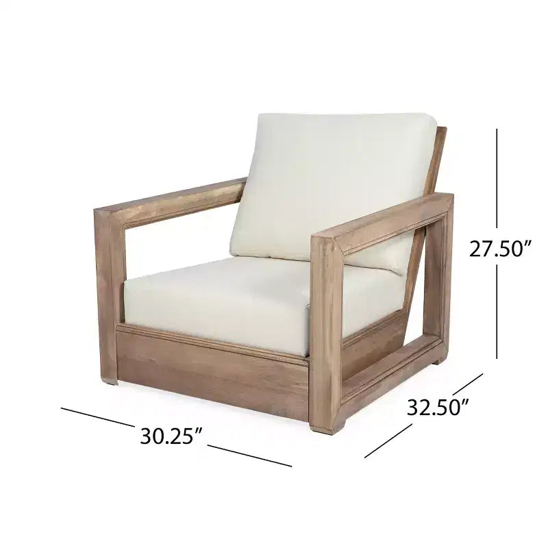 Christopher Knight Home Andrae Ensemble de conversation d'extérieur 3 pièces en bois d'acacia avec coussins, marron et beige