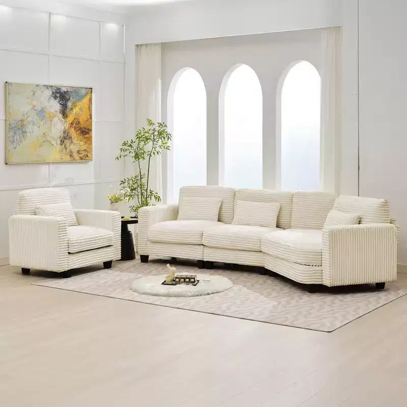 HYLEORY Sectional Sofa , Indoor Furniture Convertible Modular Corduroy Sectional Sofa Set for Living Room