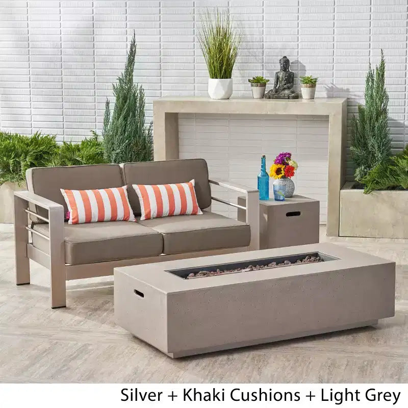 Ensemble causeuse et foyer d'extérieur en aluminium GDFStudio Crested Bay