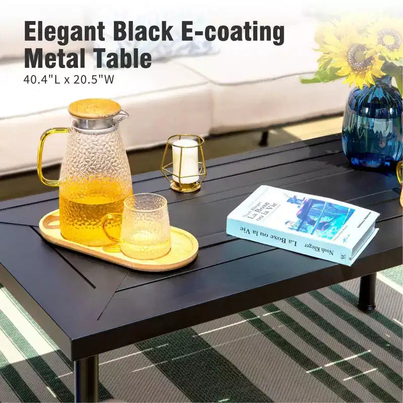 Captiva Designs Ensemble de conversation d'extérieur 6 pièces en métal extra large avec chaises à dossier basculant et table basse