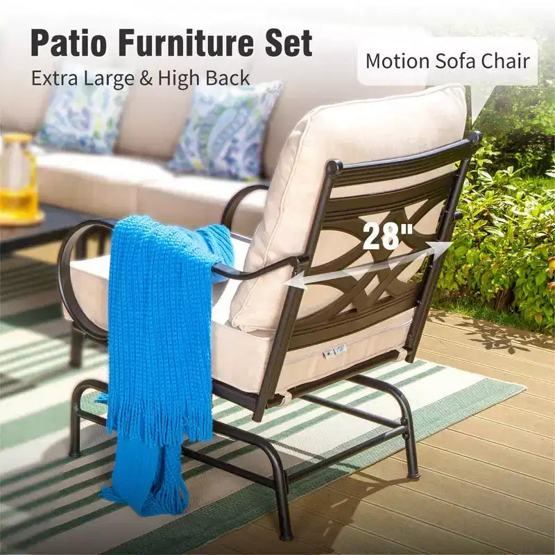 Ensemble de foyer d'extérieur Captiva Designs 4 pièces extra large en métal pour patio avec chaises à dossier basculant