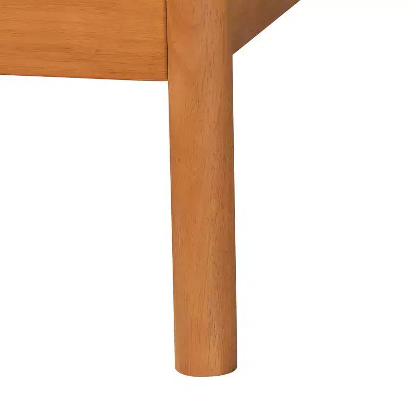 Ensemble de chambre à coucher Japandi 5 pièces Baxton Studio Jenn en bois brun doré, taille grand lit, avec rotin au fini vieilli