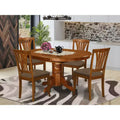HomeStock Dining Table Set 4 Butterfly Leaf Chairs Saddle Brown