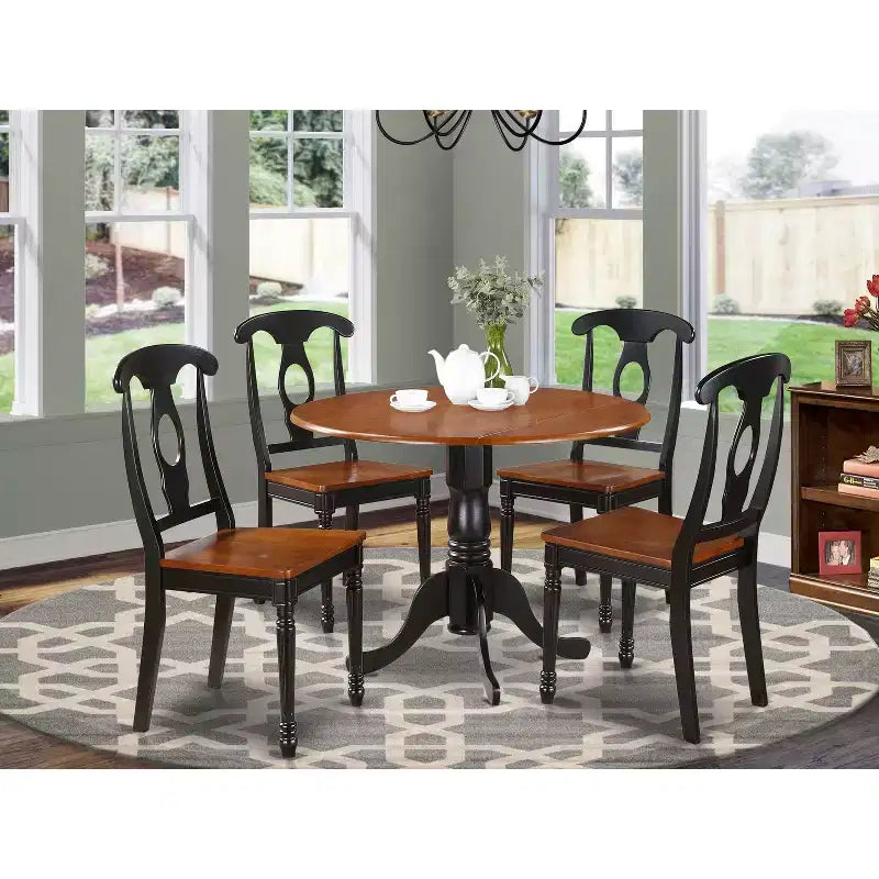 HomeStock Dropleaf Dining Table Set Kitchen Dining Black Cherry