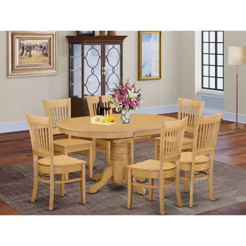 HomeStock Butterfly Leaf Dining Table Set Kitchen Dining Style 1
