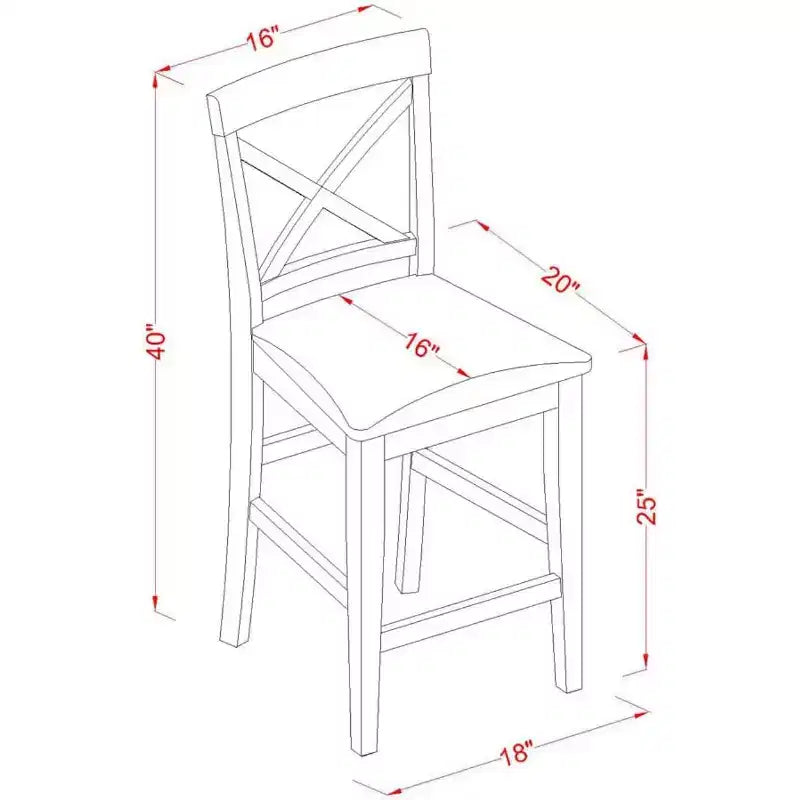 Ensemble de salle à manger hauteur comptoir en bois dur asiatique avec table de pub et chaises