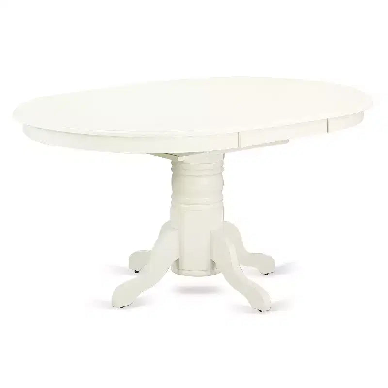 Ensemble de salle à manger ovale 7 pièces en bois d'hévéa asiatique, couleur lin blanc