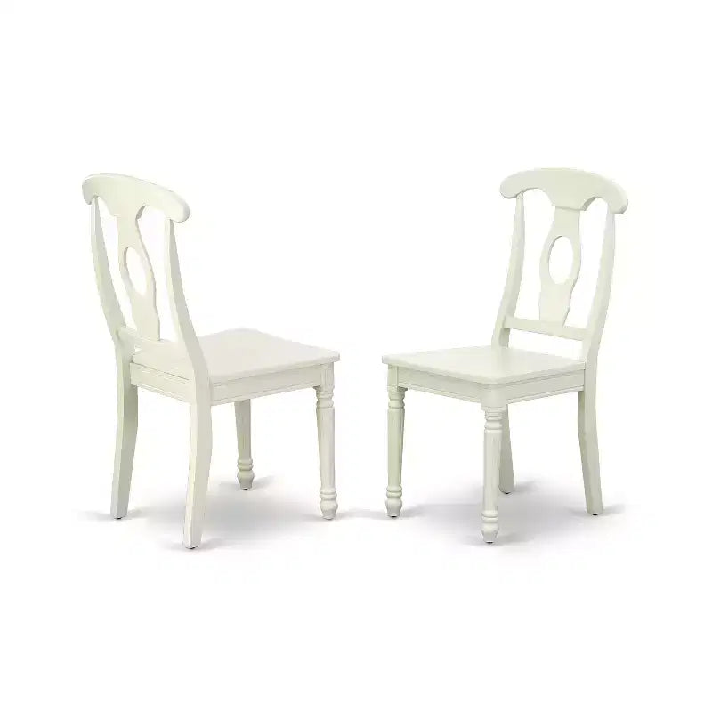 Ensemble de salle à manger ovale 7 pièces en bois d'hévéa asiatique, couleur lin blanc