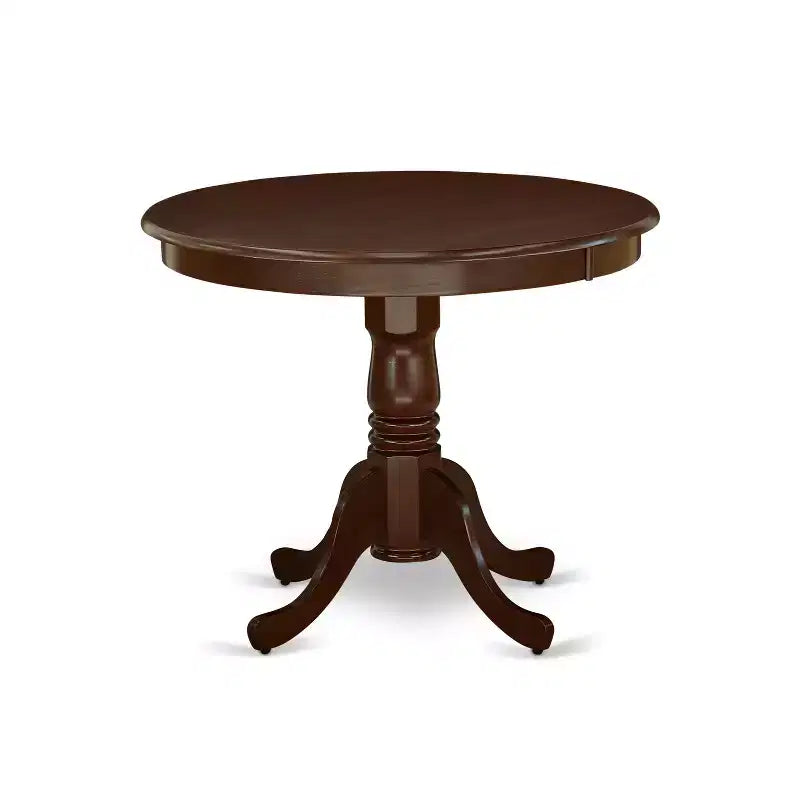 HomeStock Table à manger ronde 36 po avec quatre chaises en similicuir, acajou, 5 pièces