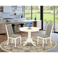 HomeStock Round Kitchen Table Set with 2 Linen Chairs Modern Style