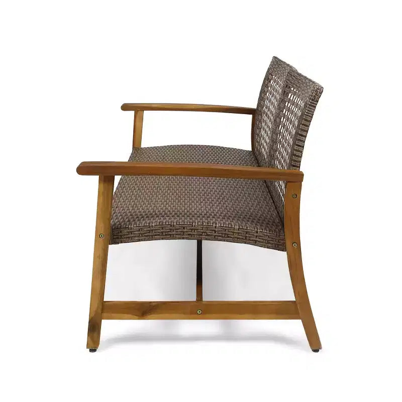 Christopher Knight Home Hampton Ensemble de canapé deux places et table basse d'extérieur en bois d'acacia et osier